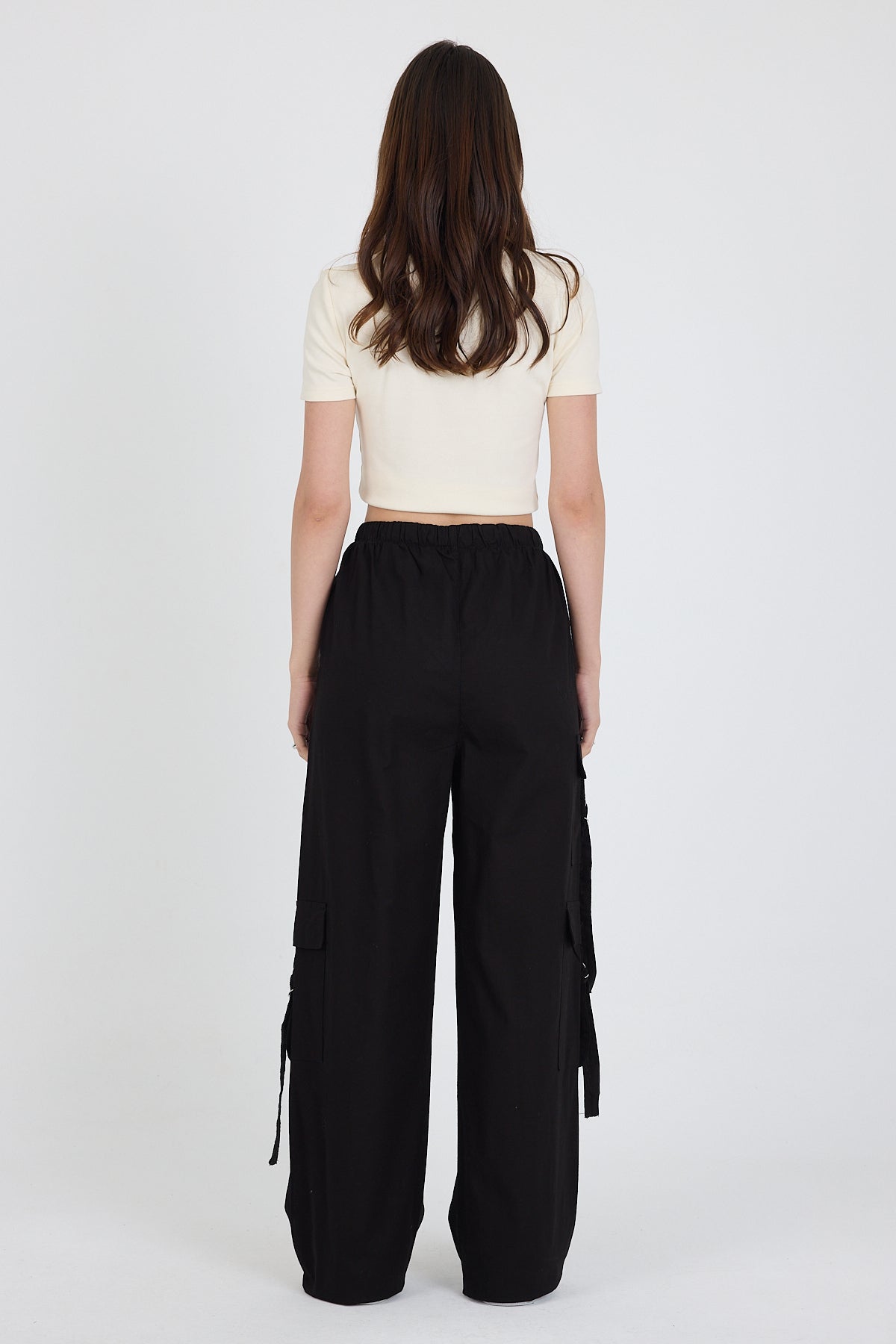 Beli Lastikli 3 Cep Tokalı pamuk Kargo Cep Kadın Pantolon 1447