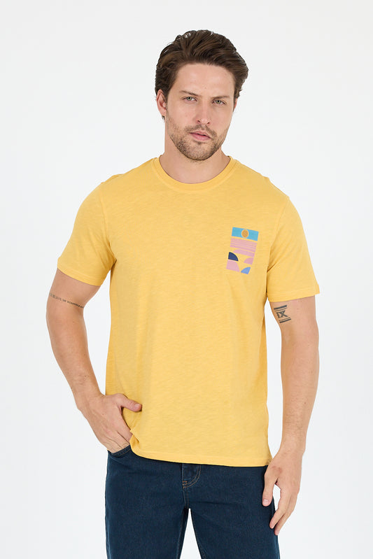 Regular Fit Pamuk Bisiklet Yaka Baskılı Penye Erkek Tişört 0005