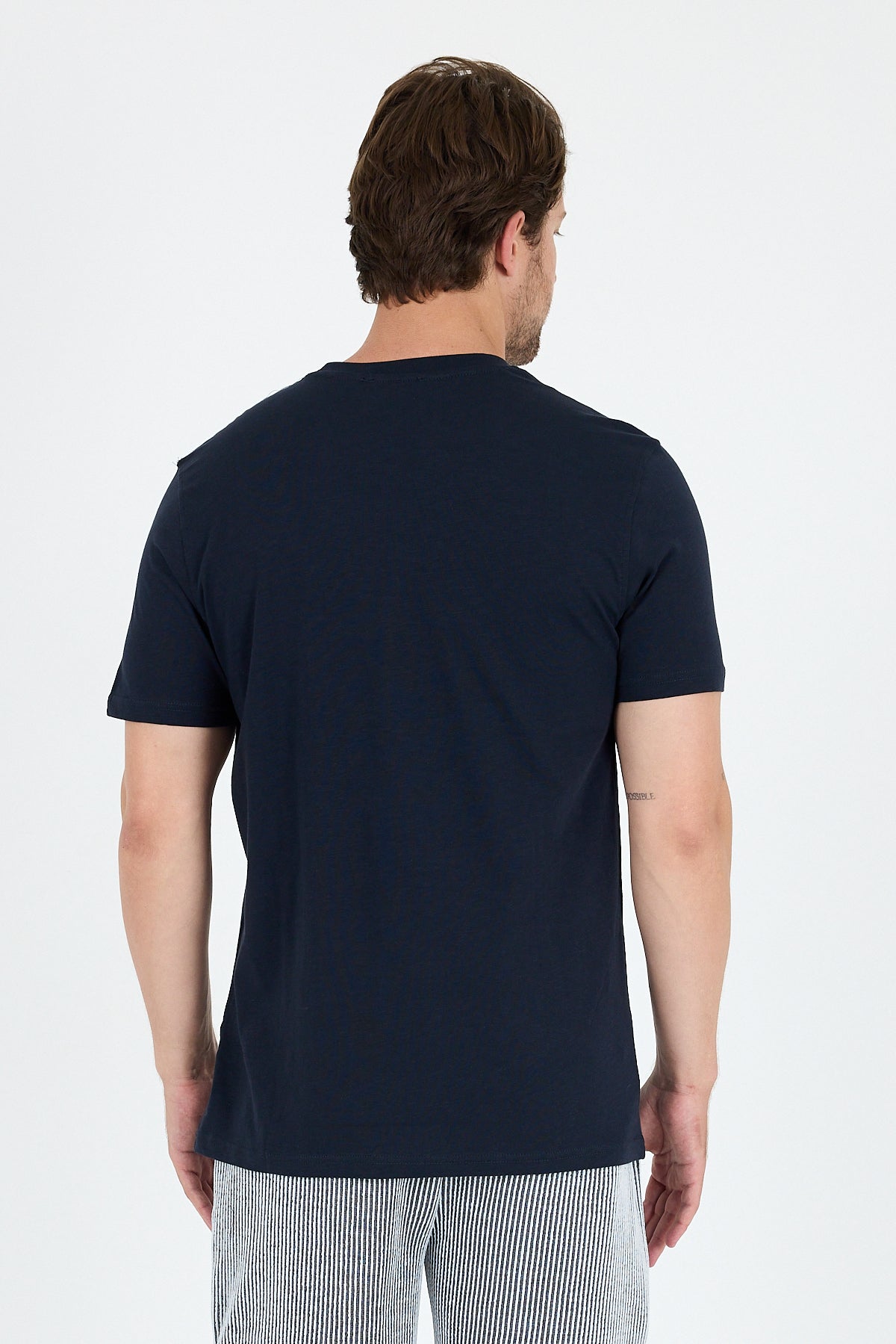 Regular Fit Pamuk Bisiklet Yaka Baskılı Penye Erkek Tişört 0007