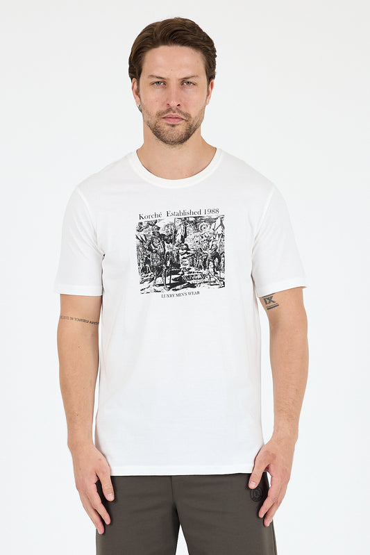 Regular Fit Pamuk Bisiklet Yaka Baskılı Penye Erkek Tişört 0018