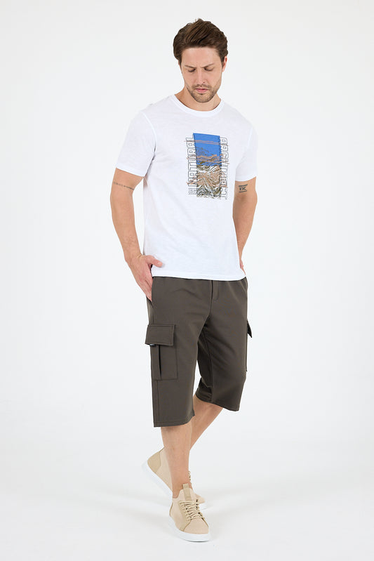 Regular Fit Pamuk Bisiklet Yaka Baskılı Penye Erkek Tişört 0026