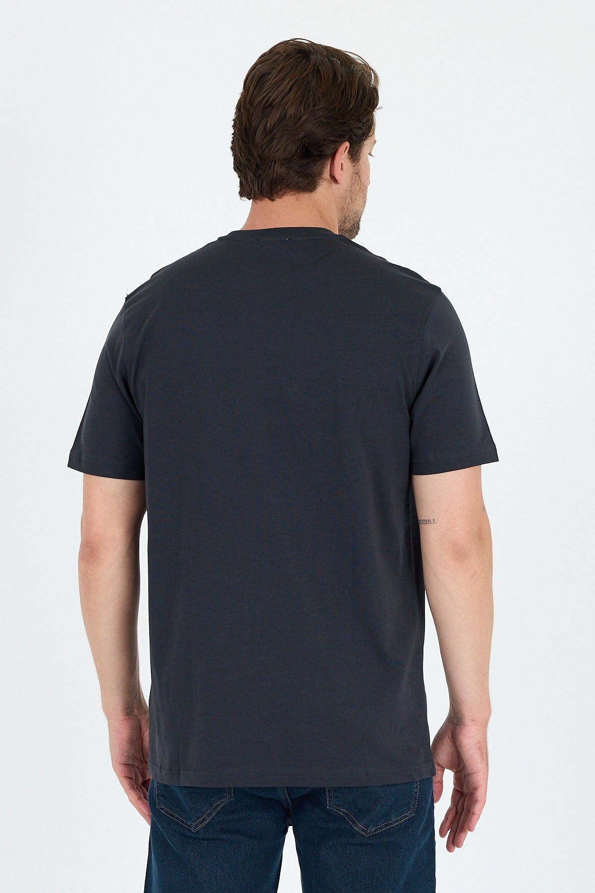 Regular Fit Pamuk Bisiklet Yaka Penye Erkek Tişört 0102