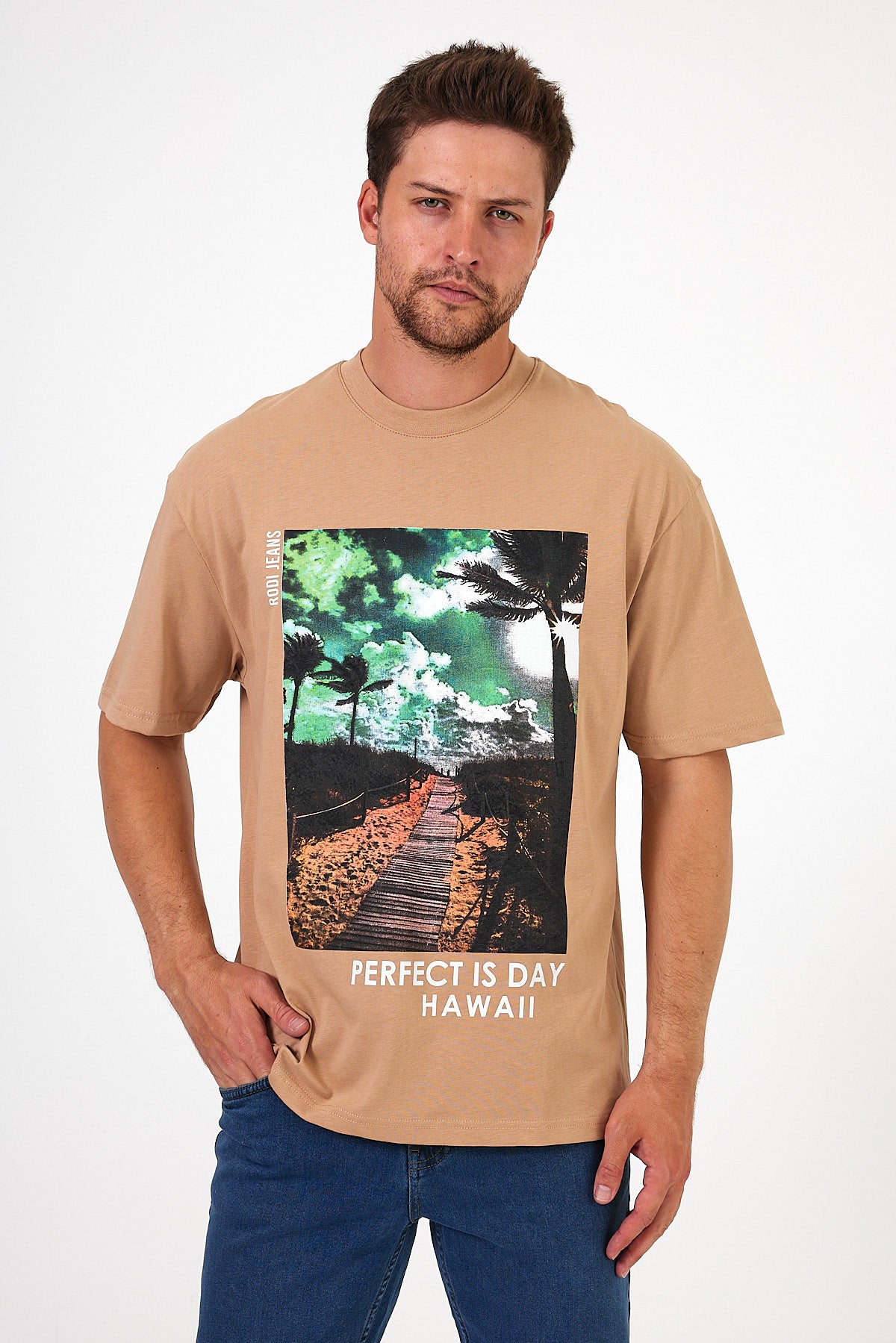 Men's Crew Neck Hawaiian Printed T-shirt 7021