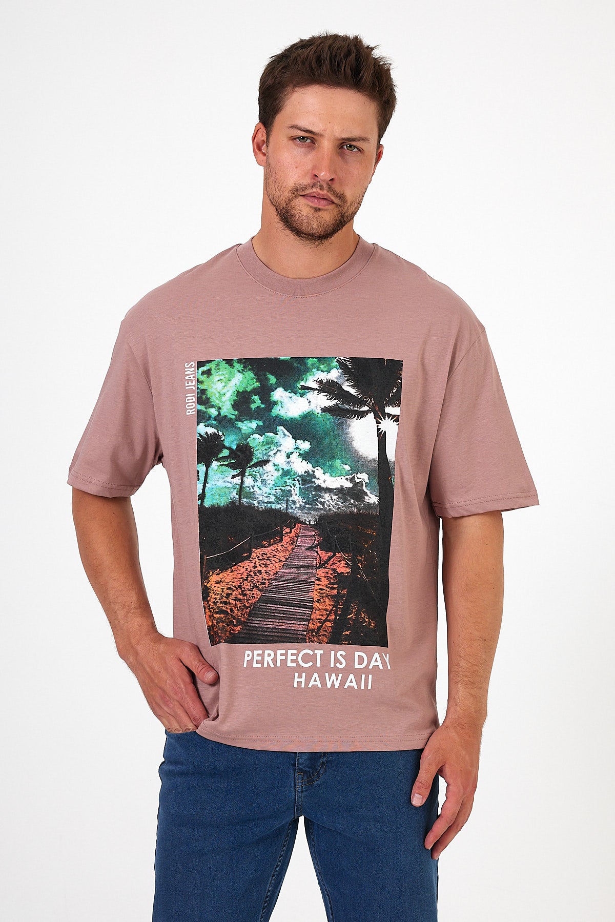 Men's Crew Neck Hawaiian Printed T-shirt 7021