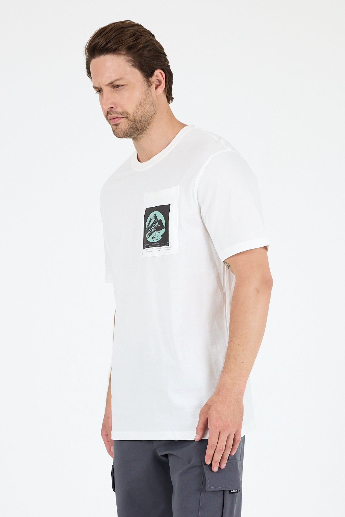 Regular Fit Pamuk Bisiklet Yaka Baskılı Penye Erkek Tişört 0105