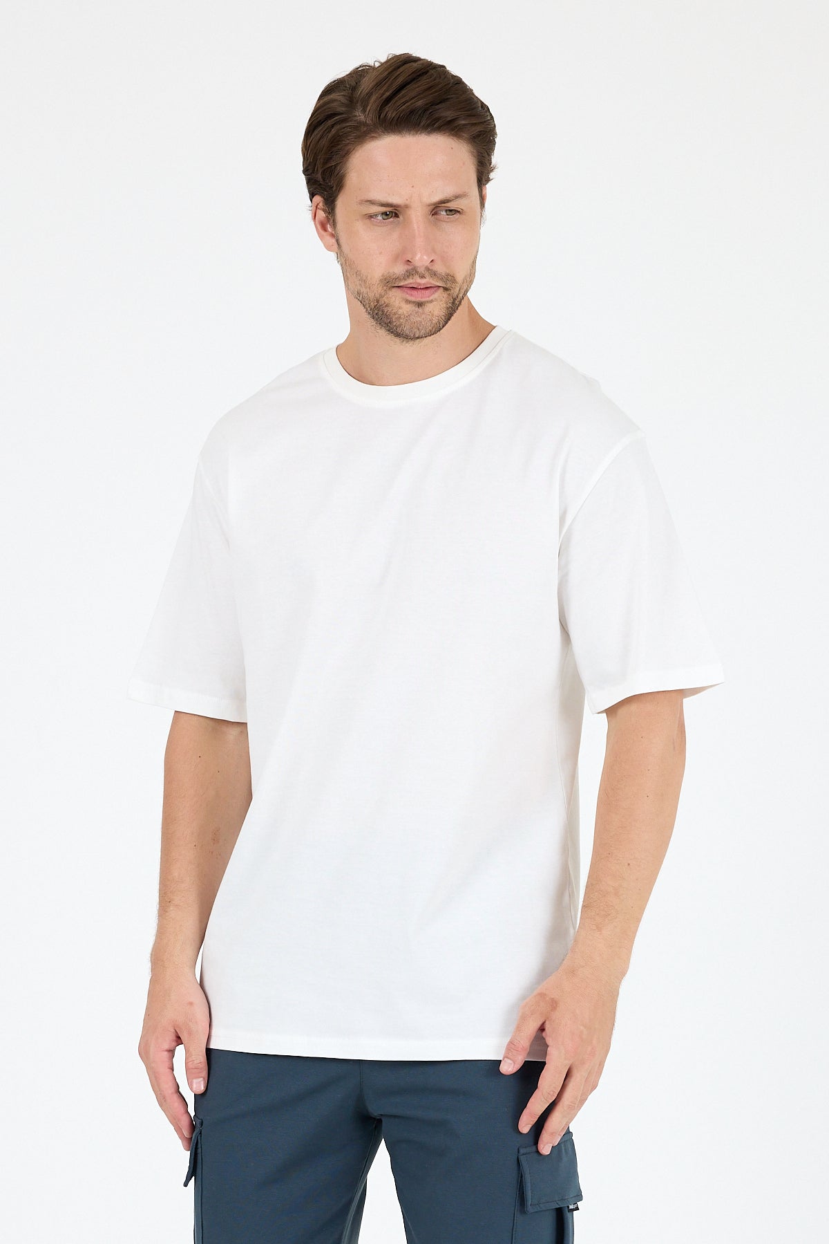 Regular Fit Pamuk Bisiklet Yaka Penye Erkek Tişört 0169_1