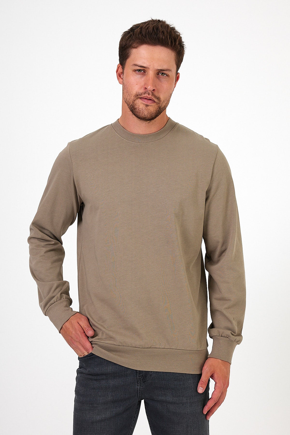 Men's Crew Neck Long Sleeve Sweat T-shirt 002906