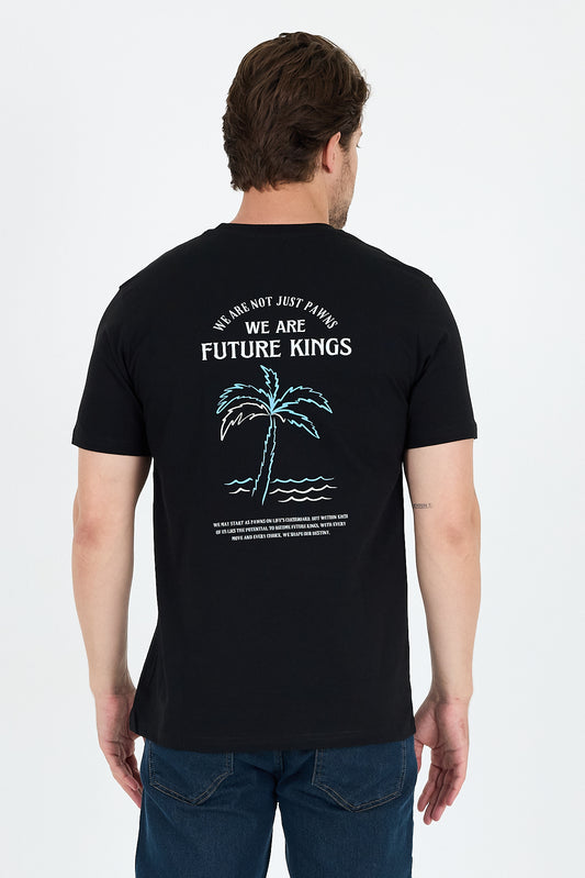 Regular Fit Pamuk Bisiklet Yaka Baskılı Penye Erkek Tişört 0027