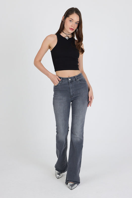 İspanyol Paça Esnek Kumaş Regular Kadın Jean Kadın Kot Pantolon 2833