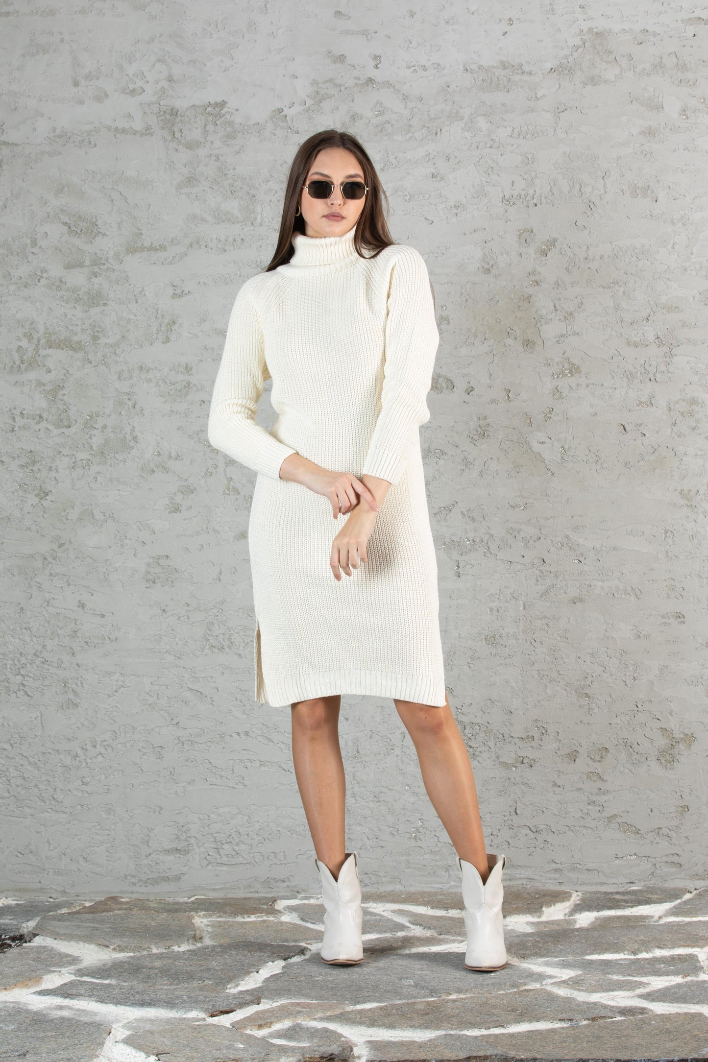 Kadın Balıkçı Yaka Sim Garnili Triko Tunik 055