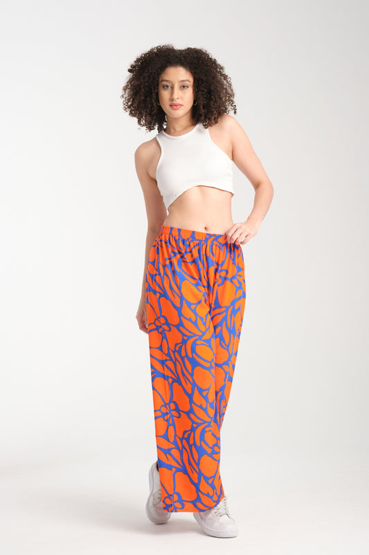 Kadın Desenli Dökümlü Viskon Pantolon 1080