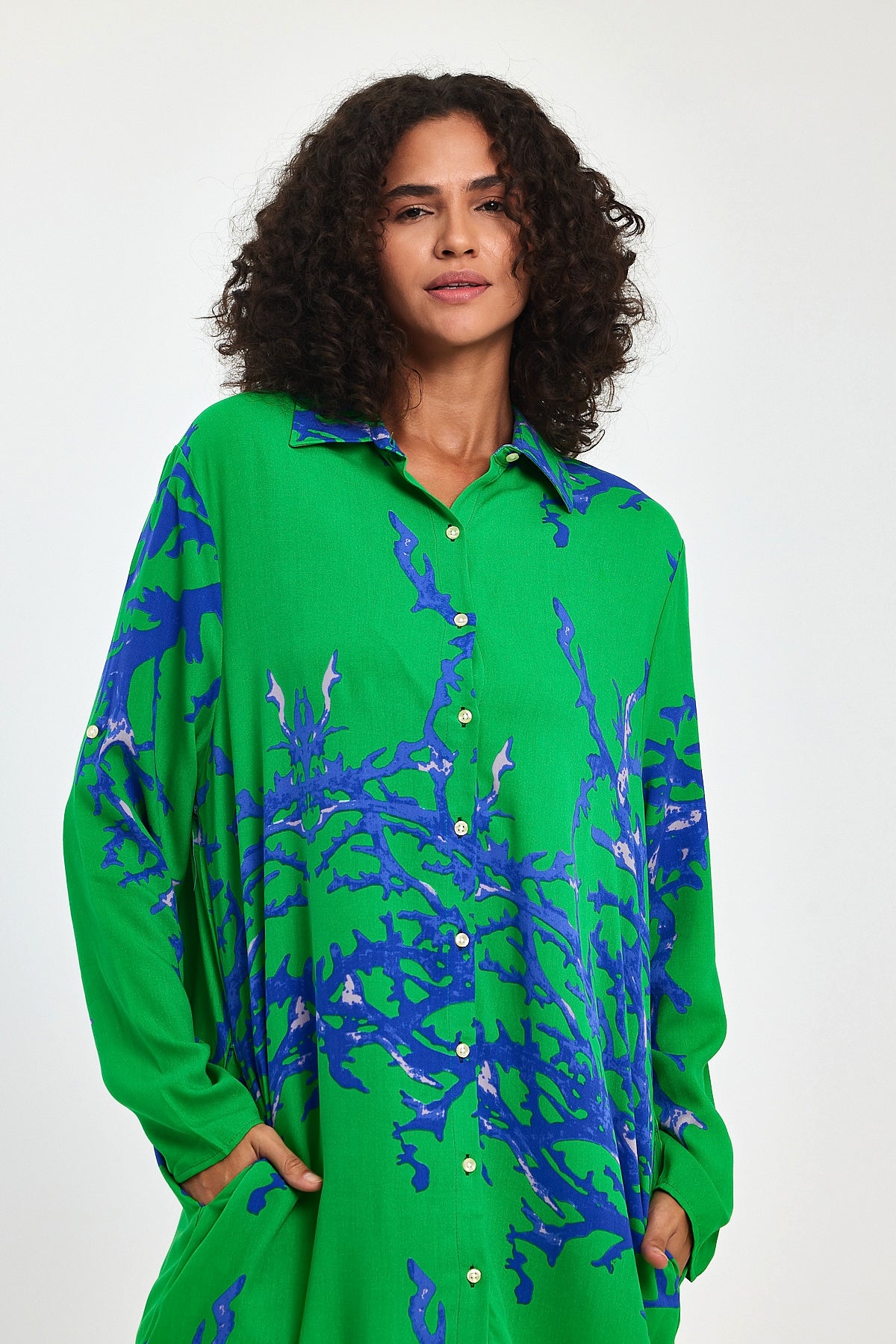 Kadın Desenli Gömlek Yaka Tunik TT75