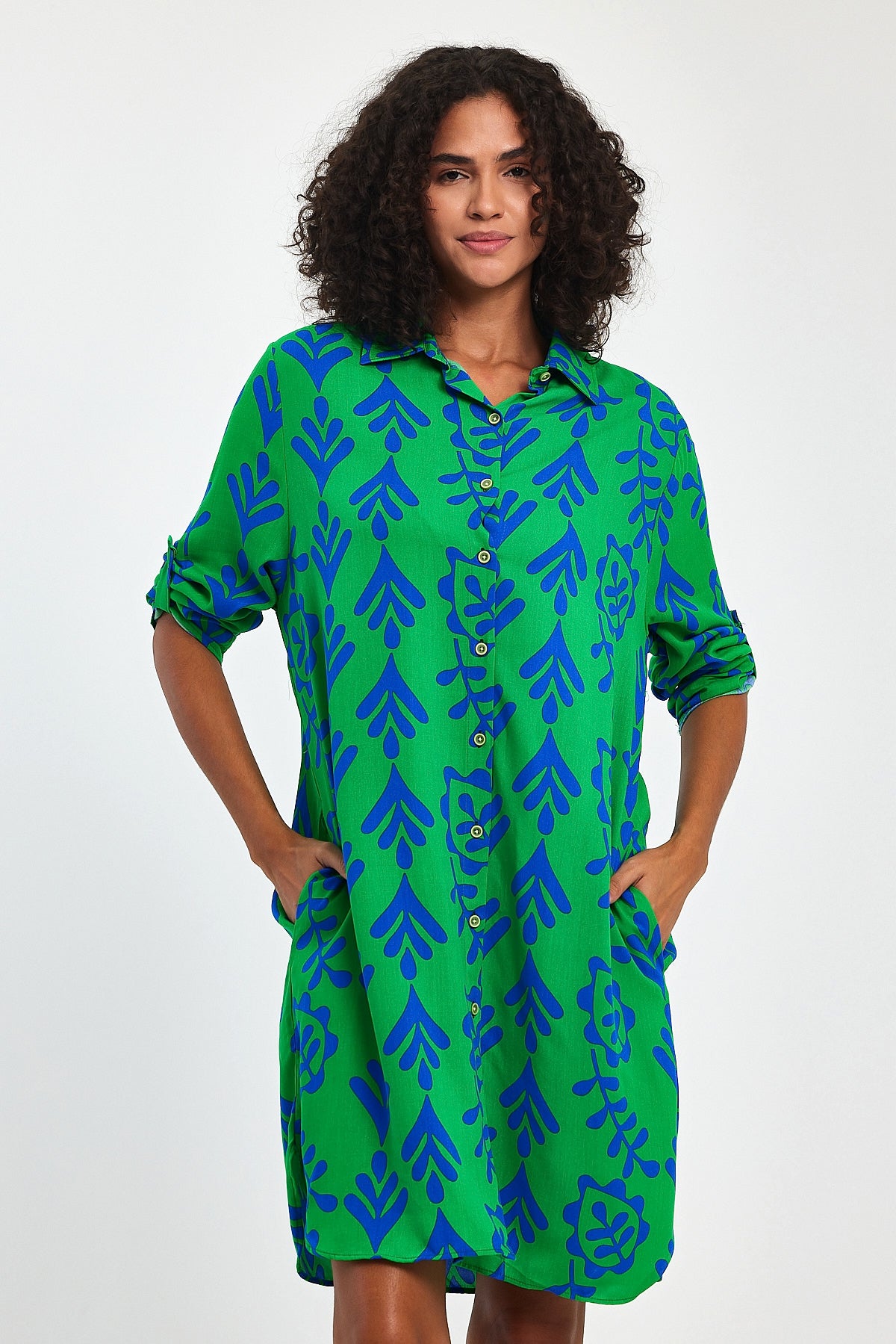 Kadın Desenli Gömlek Yaka Tunik TT75