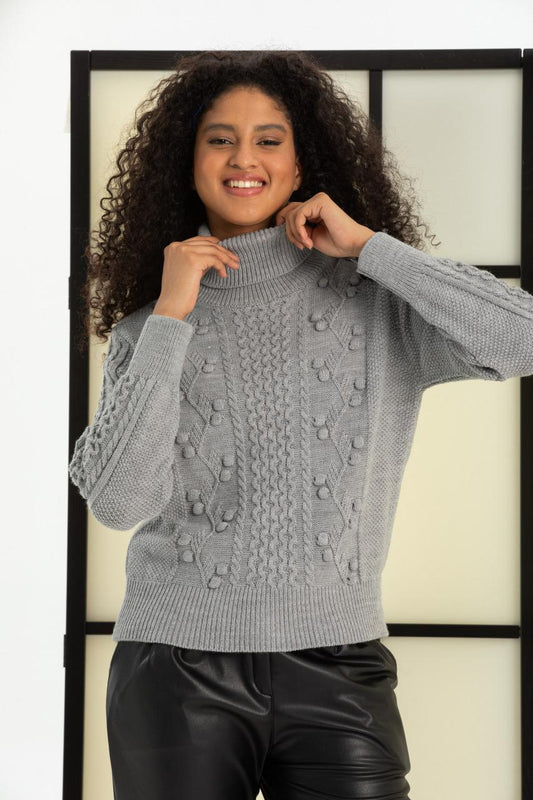 Kadın Gofralı Balıkçı Yaka Triko Bluz 11015