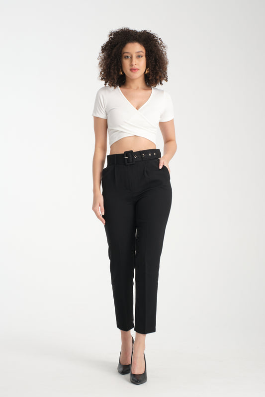 Kadın Kemerli Kumaş Pantolon 2988