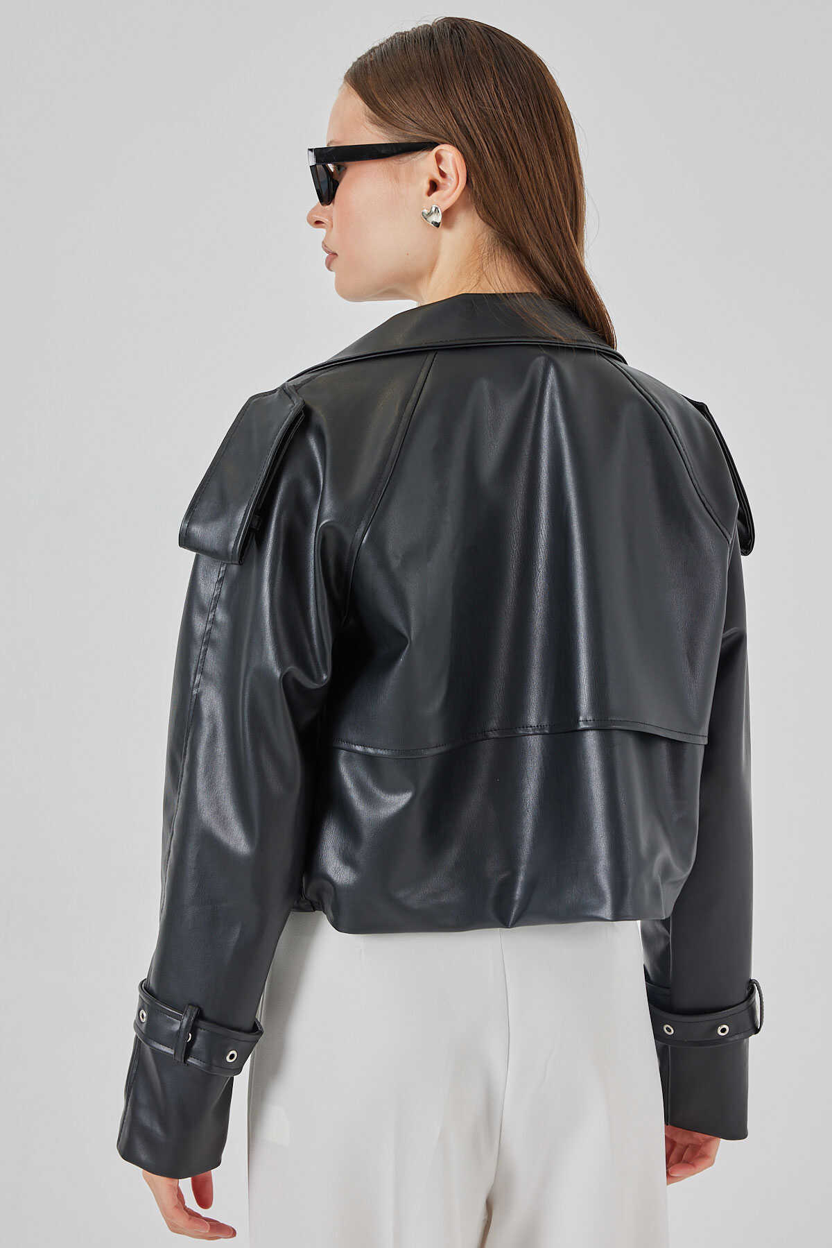 Kadın Oversize Deri Mont 1047