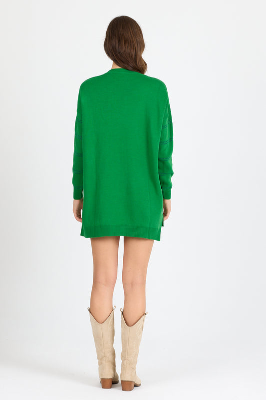 Kadın Sim Garnili Bisiklet Yaka Triko Bluz 21014 (Standart Beden s-m-l-xl Beden Uyumludur)