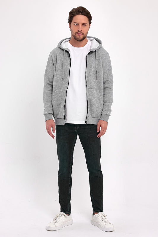 Rodi 3 İp Şardonlu Fermuarlı Kapuşonlu Sweatshirt RD24KE054901