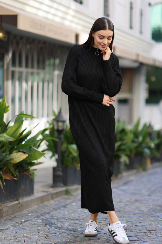 Rodi Bayan Önü Fermuarlı Boydan Triko Elbise RD24KB010227