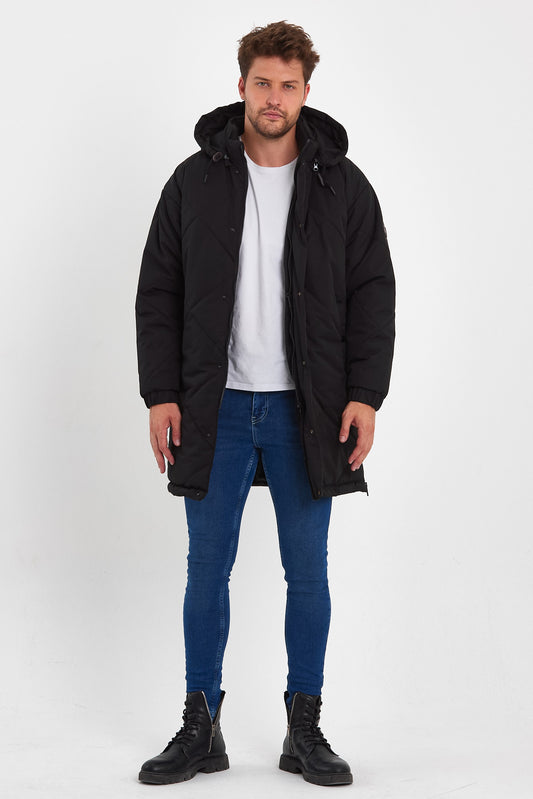 Rodi Erkek Fermuarlı Kapşonlu Uzun Mont RD24KE000Y58