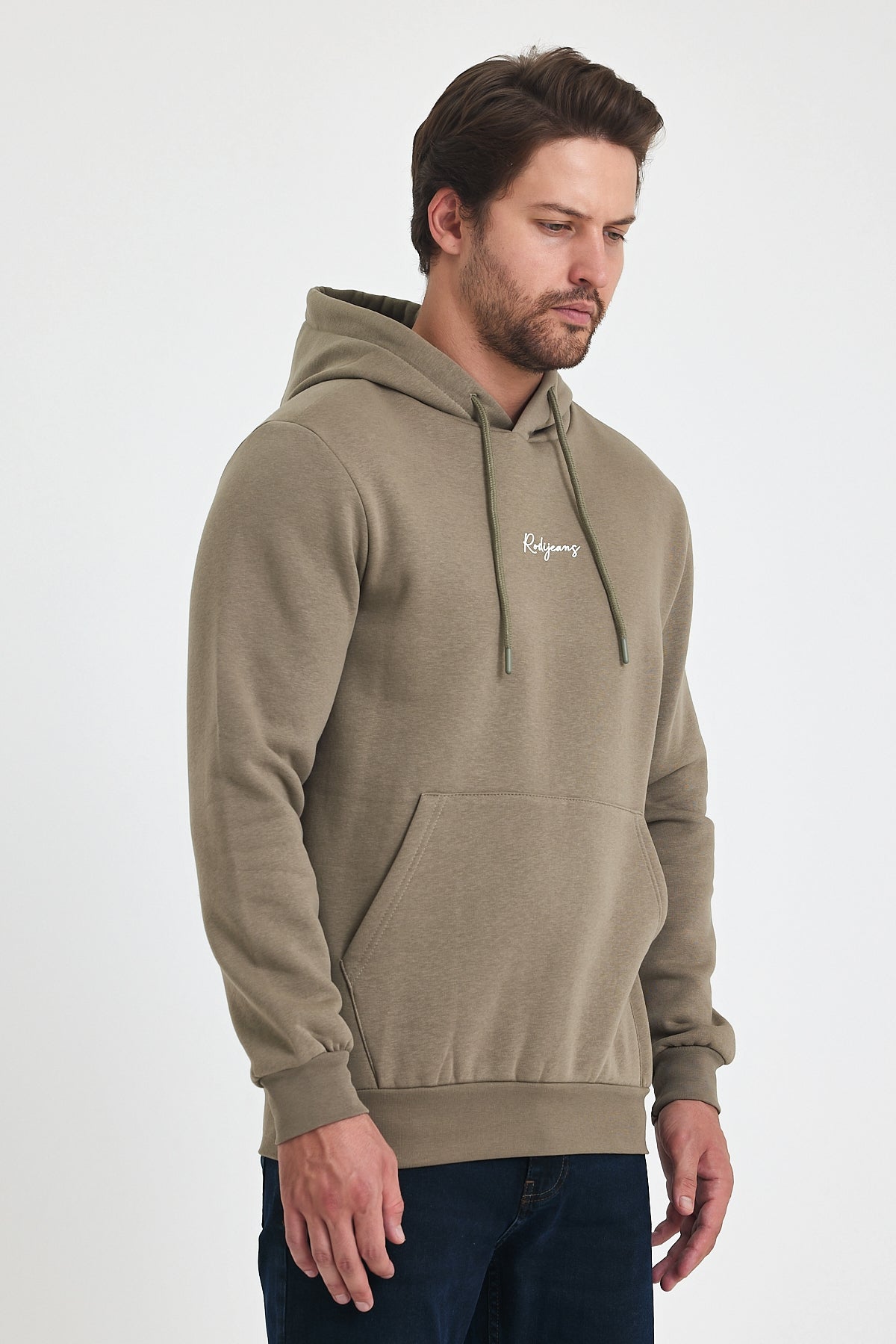 3 Thread Ribbed Hooded Printed Pocket Sweatshirt 5281