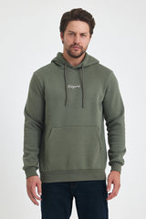 3 Thread Ribbed Hooded Printed Pocket Sweatshirt 5281