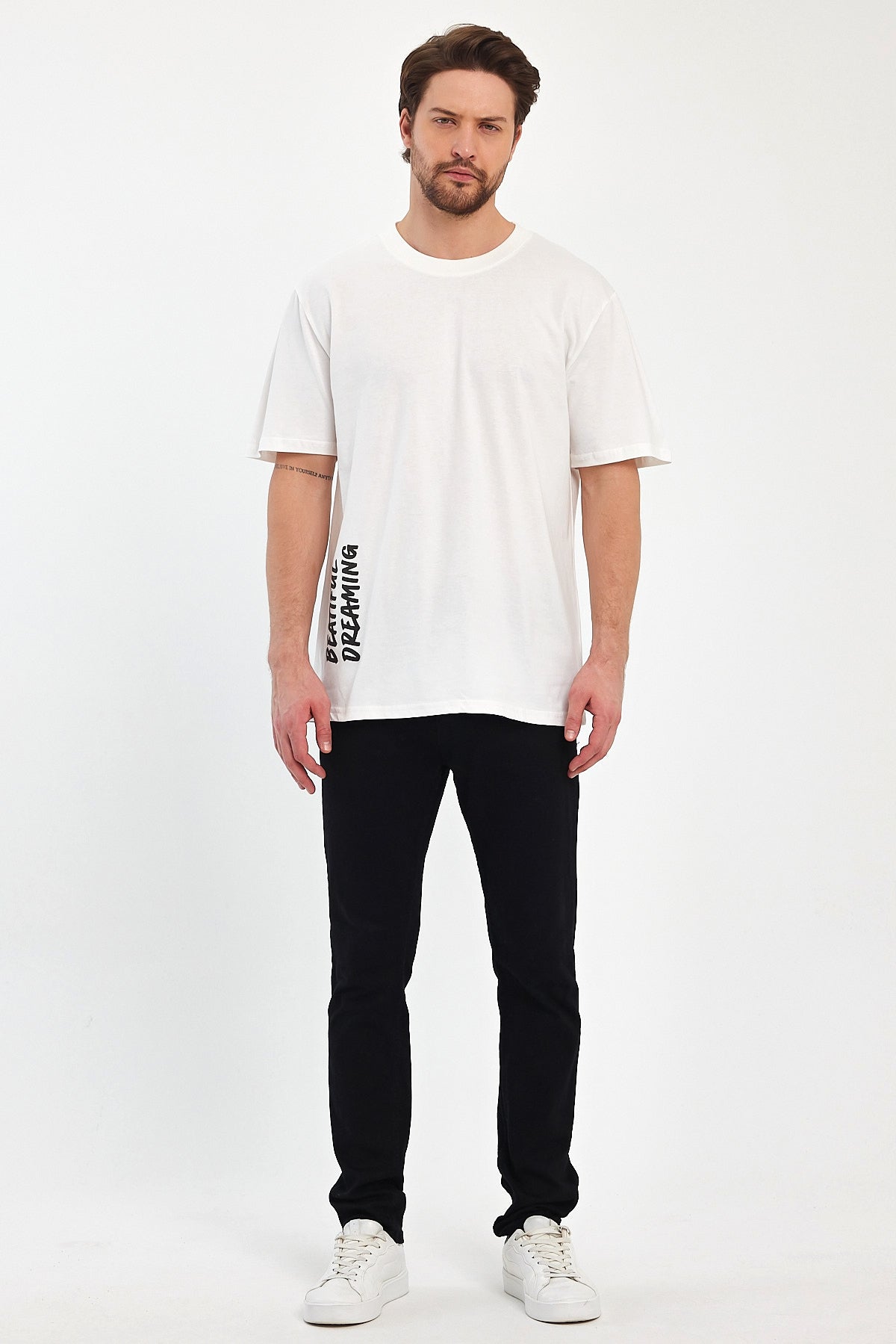 Erkek Arkası Rodi Baskılı Bisiklet Yaka T-shirt 2750