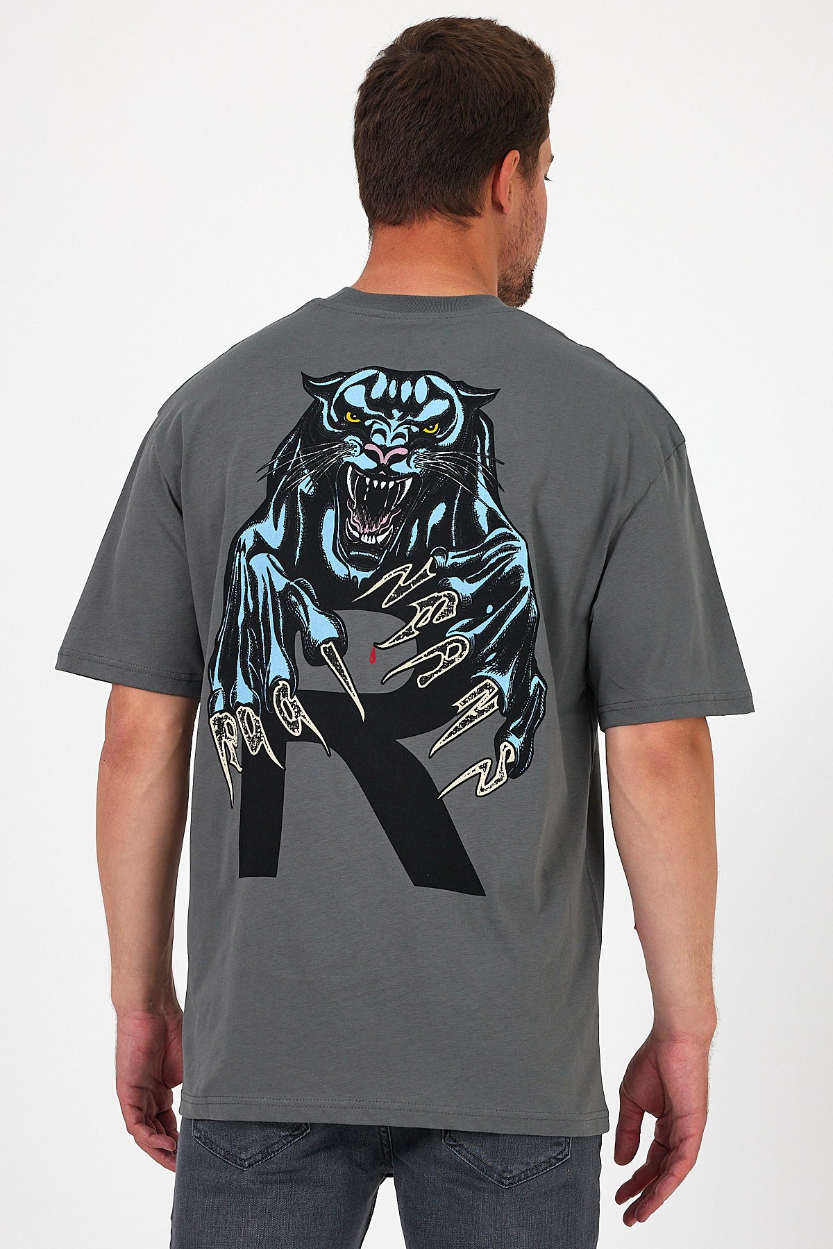 Men's Crew Neck Lion Printed T-shirt 7025