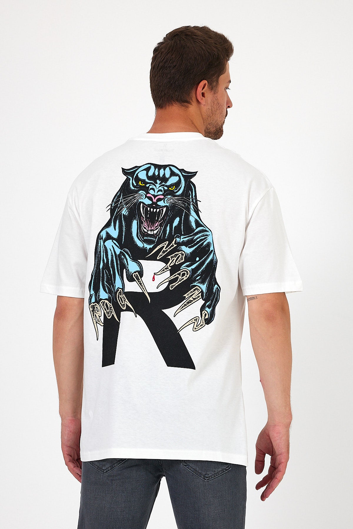 Men's Crew Neck Lion Printed T-shirt 7025