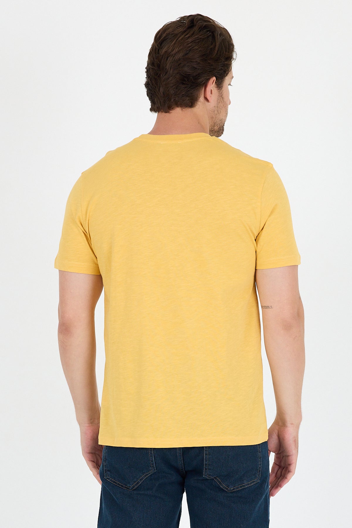 Regular Fit Pamuk Bisiklet Yaka Baskılı Penye Erkek Tişört 0011