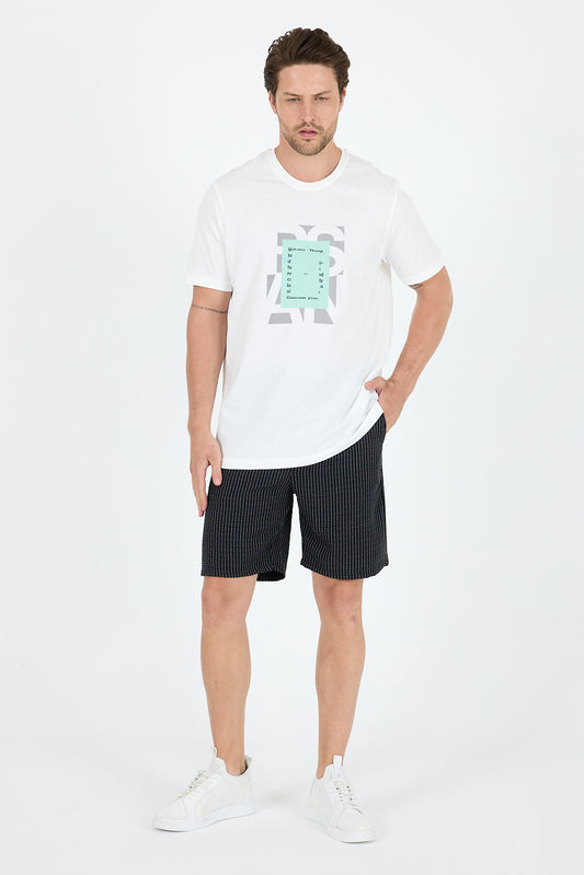 Regular Fit Pamuk Bisiklet Yaka Penye Erkek Tişört 0102