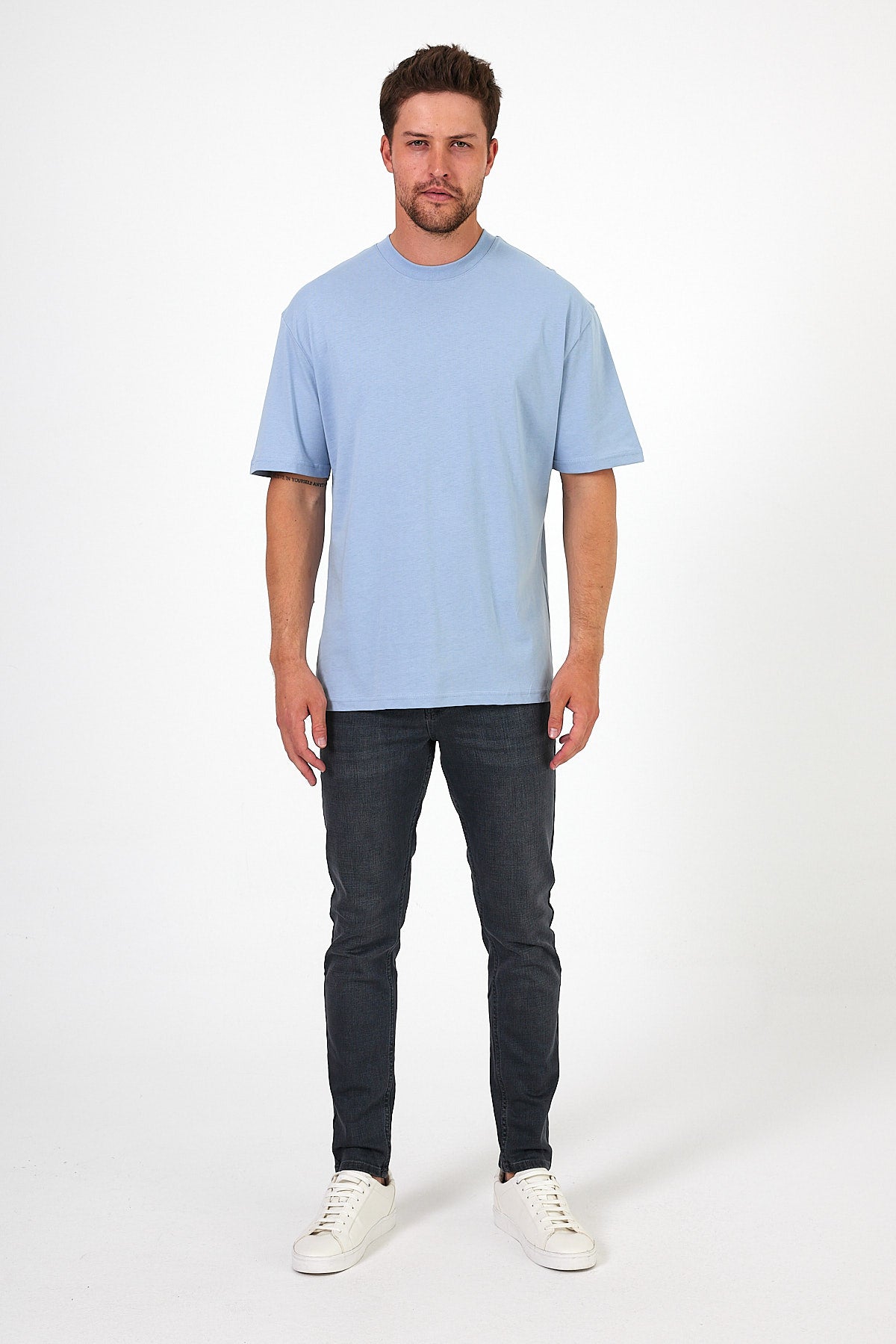 Erkek Bisiklet Yaka Baskılı T-shirt 7024