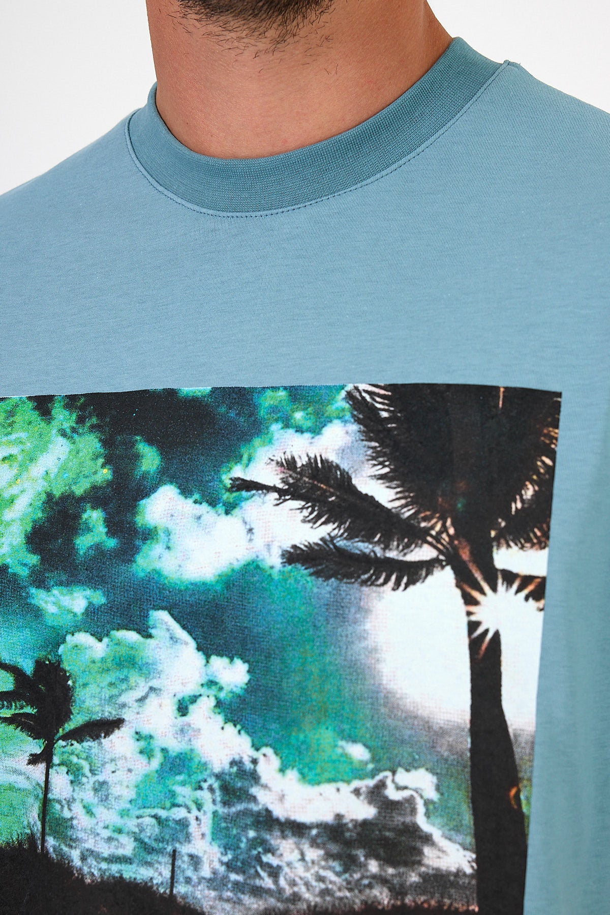 Men's Crew Neck Hawaiian Printed T-shirt 7021