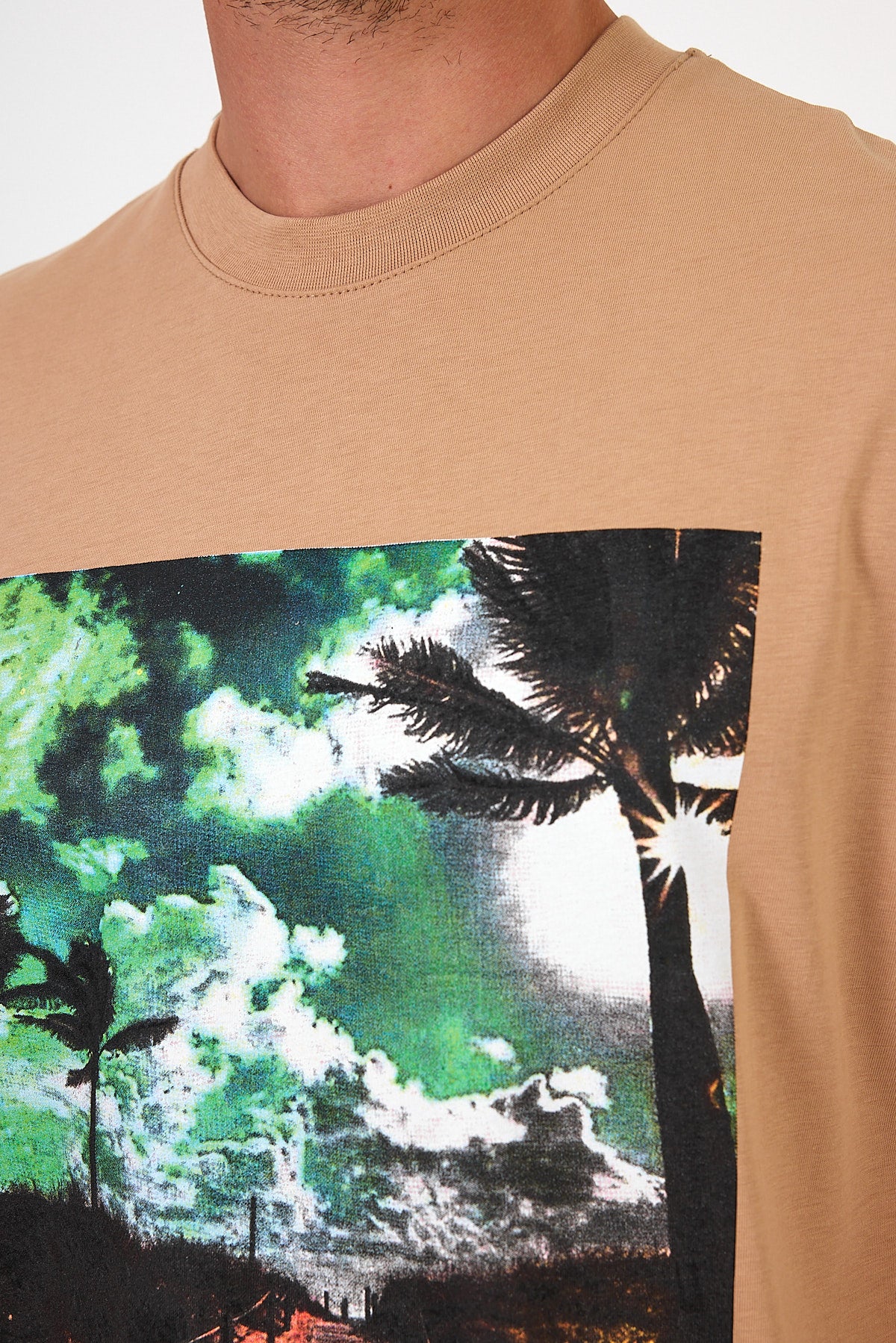 Men's Crew Neck Hawaiian Printed T-shirt 7021