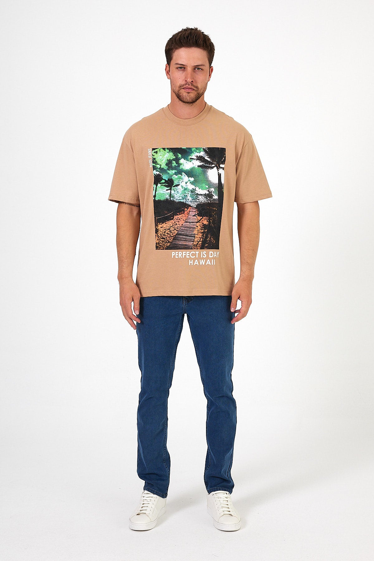 Men's Crew Neck Hawaiian Printed T-shirt 7021