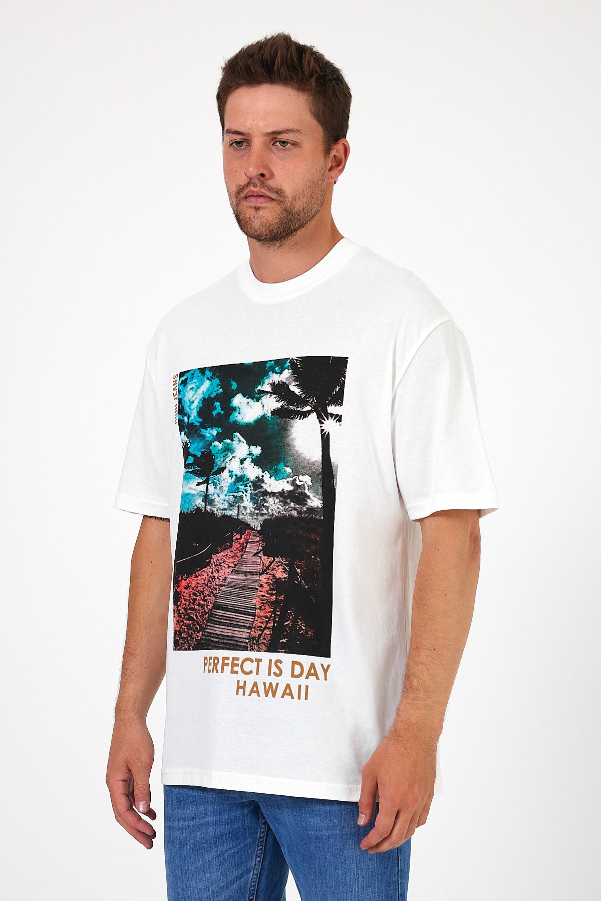 Men's Crew Neck Hawaiian Printed T-shirt 7021