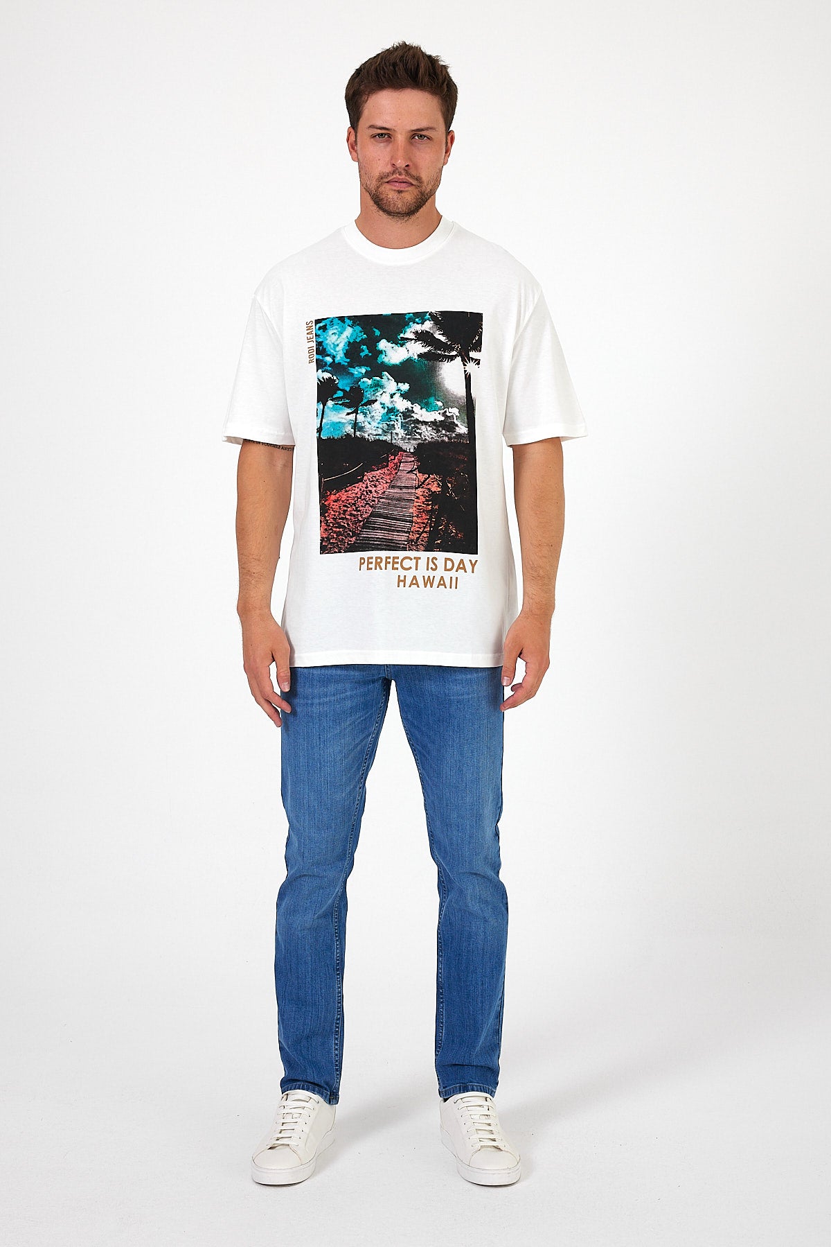 Men's Crew Neck Hawaiian Printed T-shirt 7021