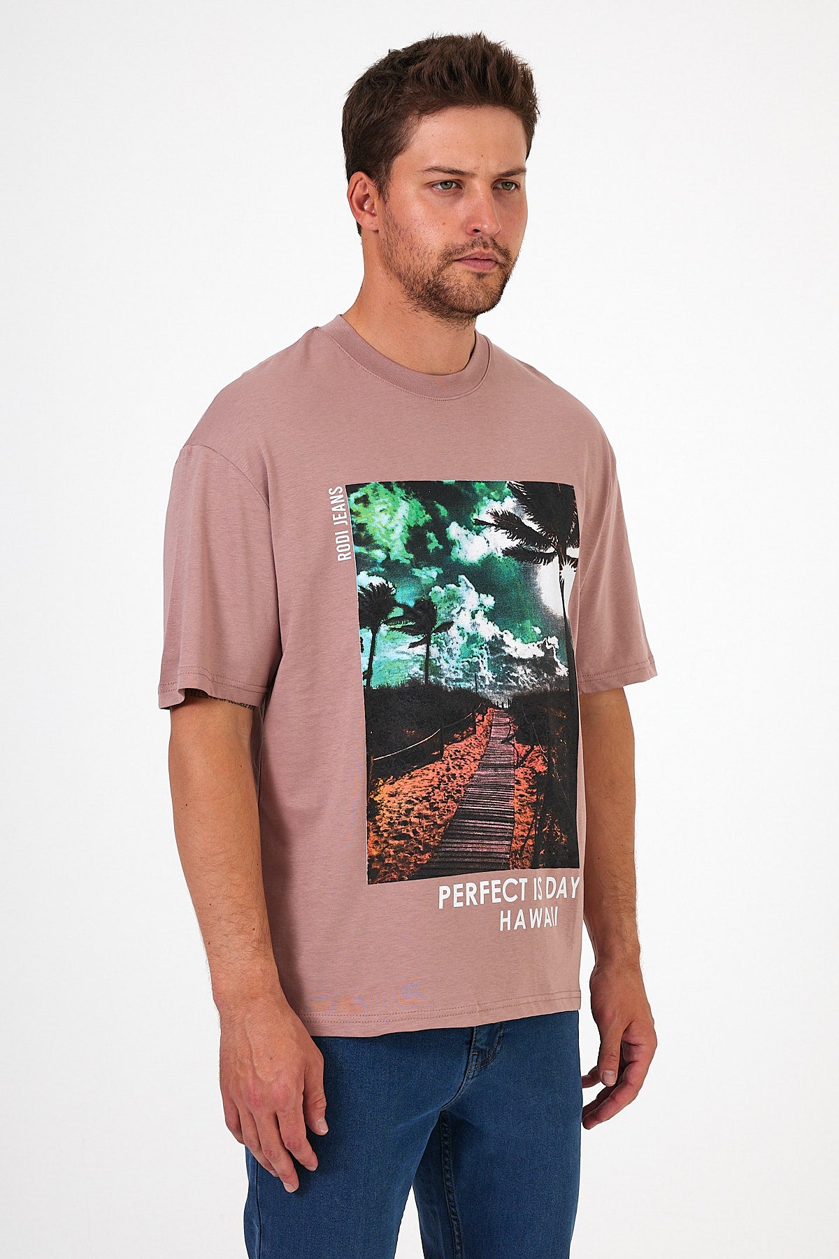Men's Crew Neck Hawaiian Printed T-shirt 7021