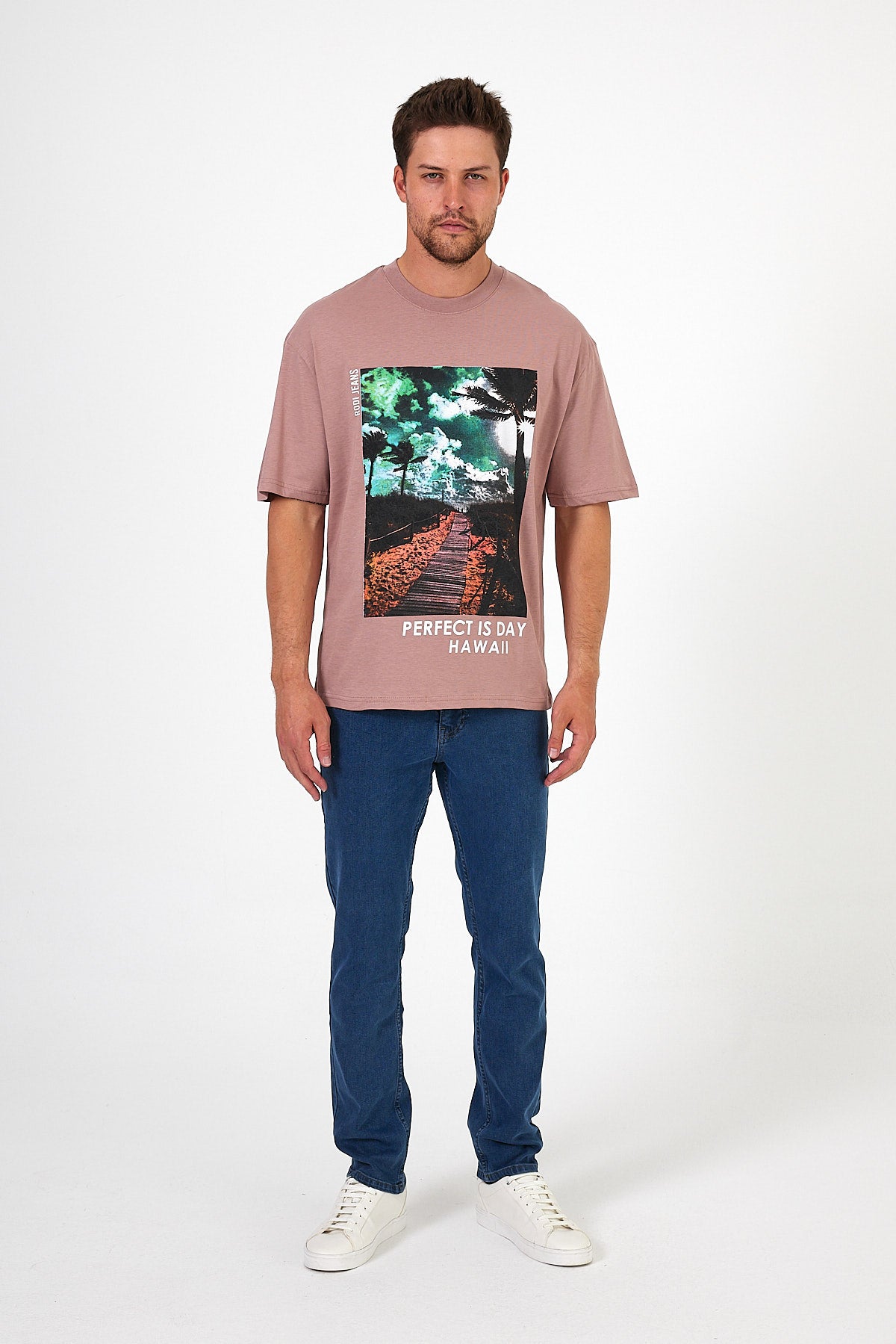 Men's Crew Neck Hawaiian Printed T-shirt 7021