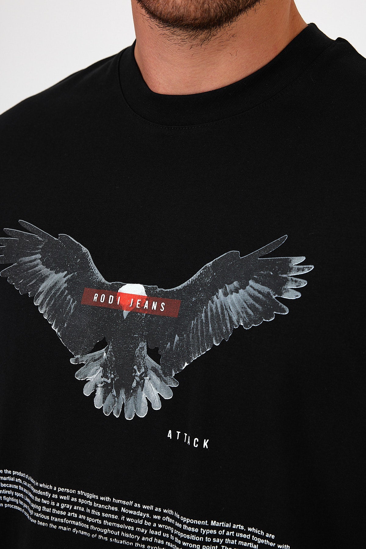 Men's Crew Neck Eagle Printed T-shirt 7026