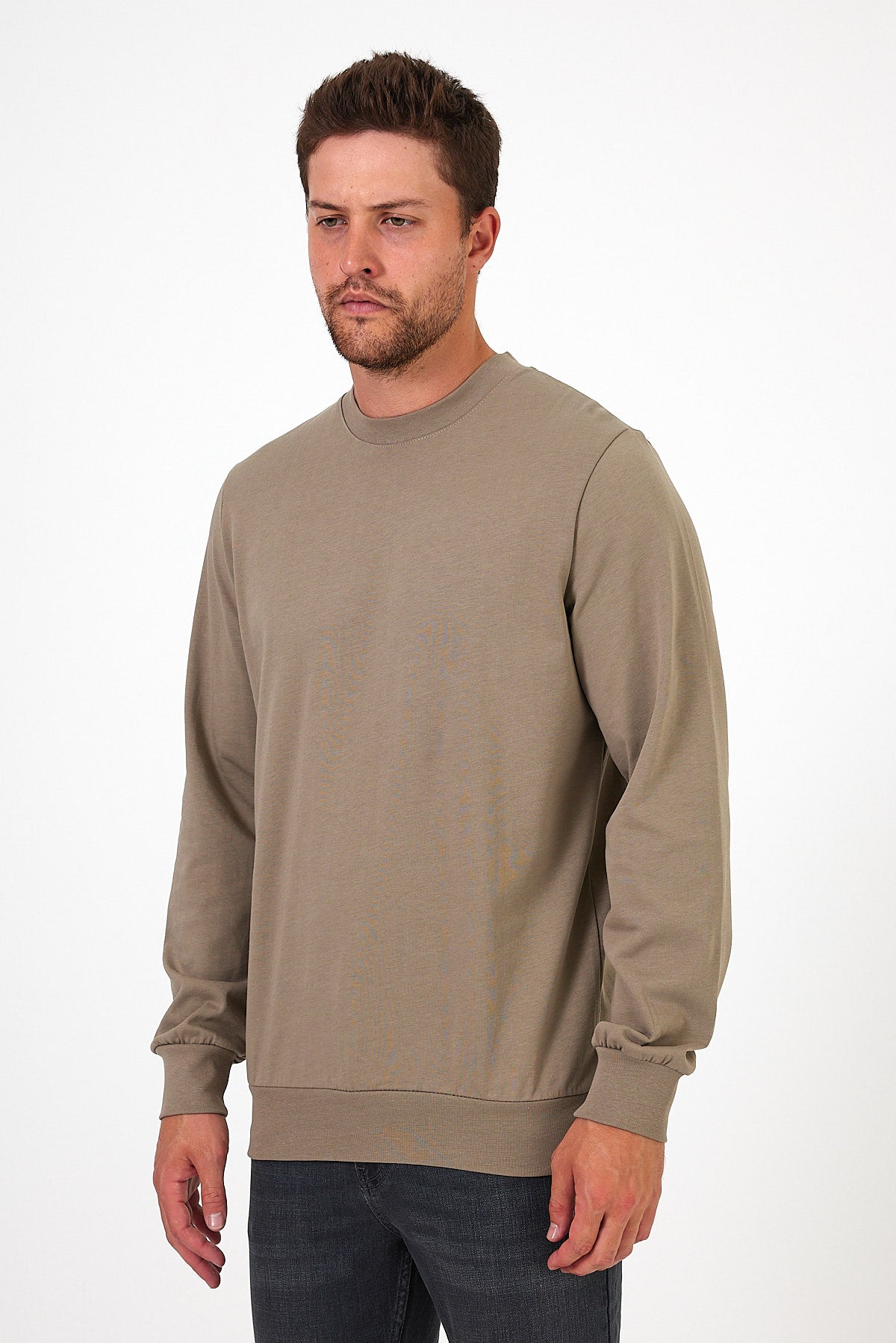 Men's Crew Neck Long Sleeve Sweat T-shirt 002906