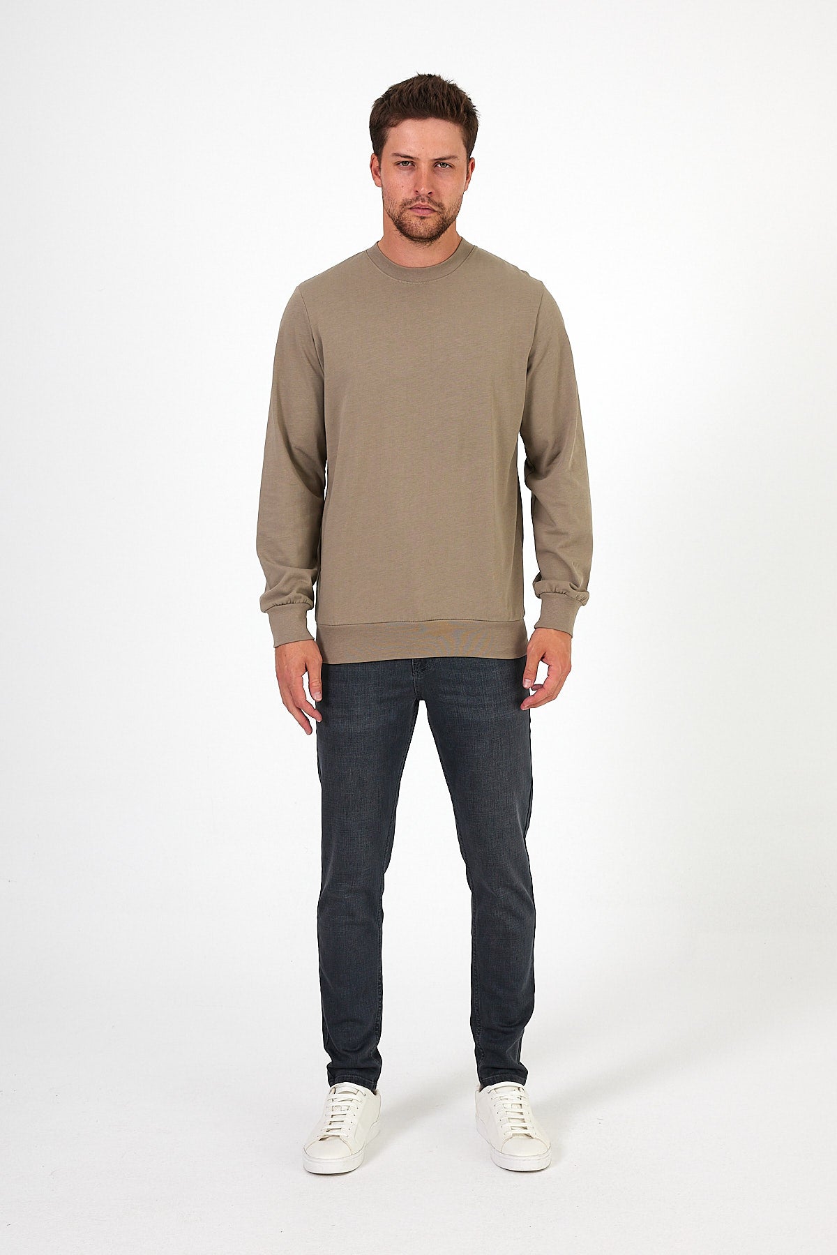 Men's Crew Neck Long Sleeve Sweat T-shirt 002906