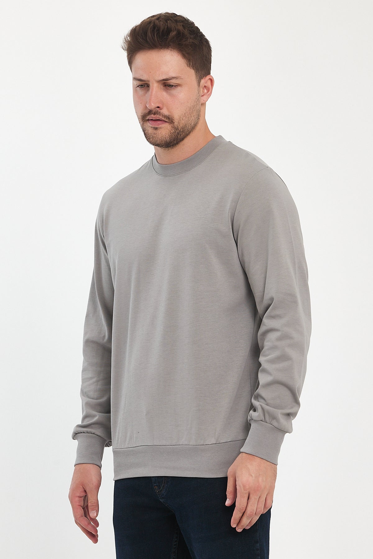 Men's Crew Neck Long Sleeve Sweat T-shirt 002906