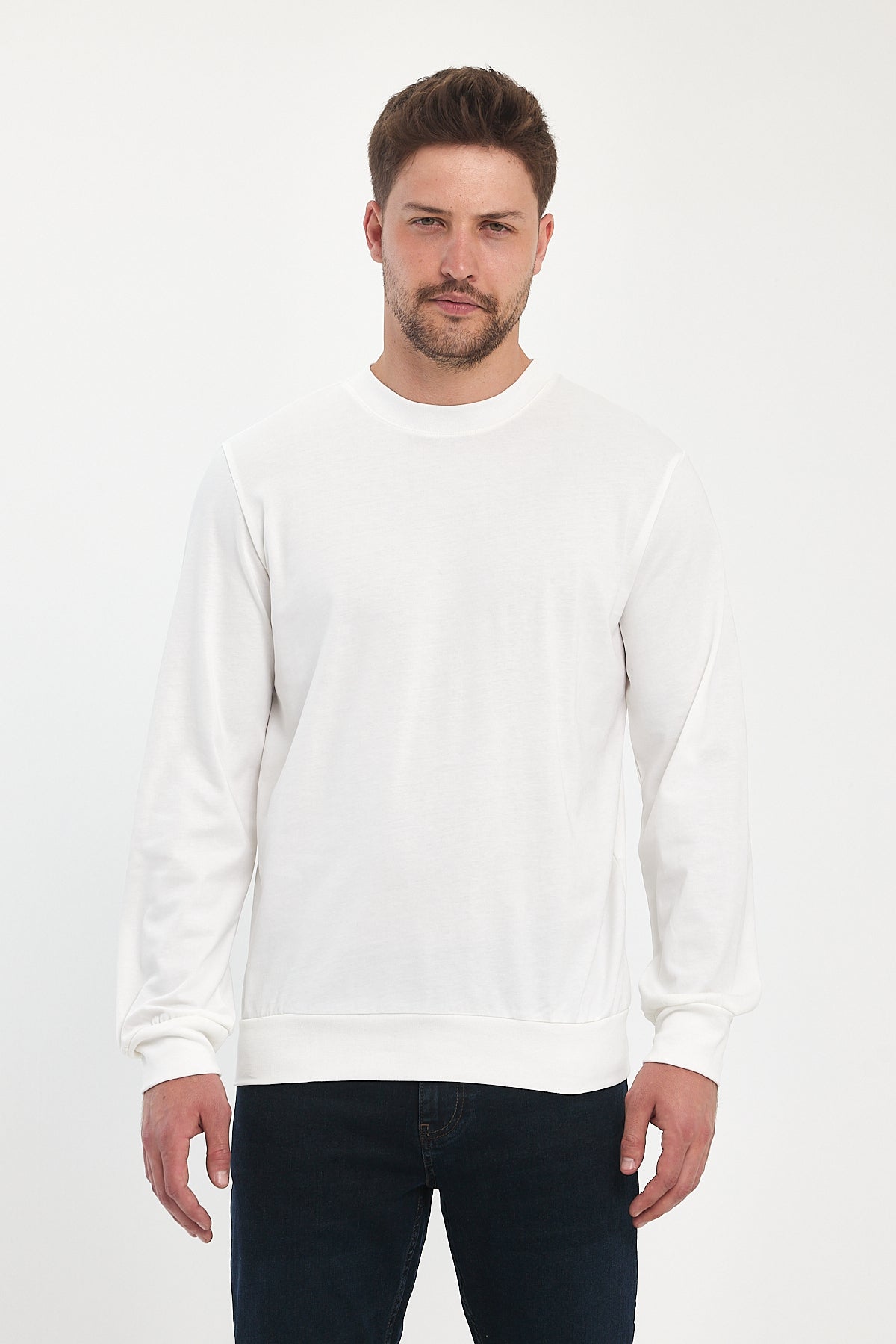 Men's Crew Neck Long Sleeve Sweat T-shirt 002906