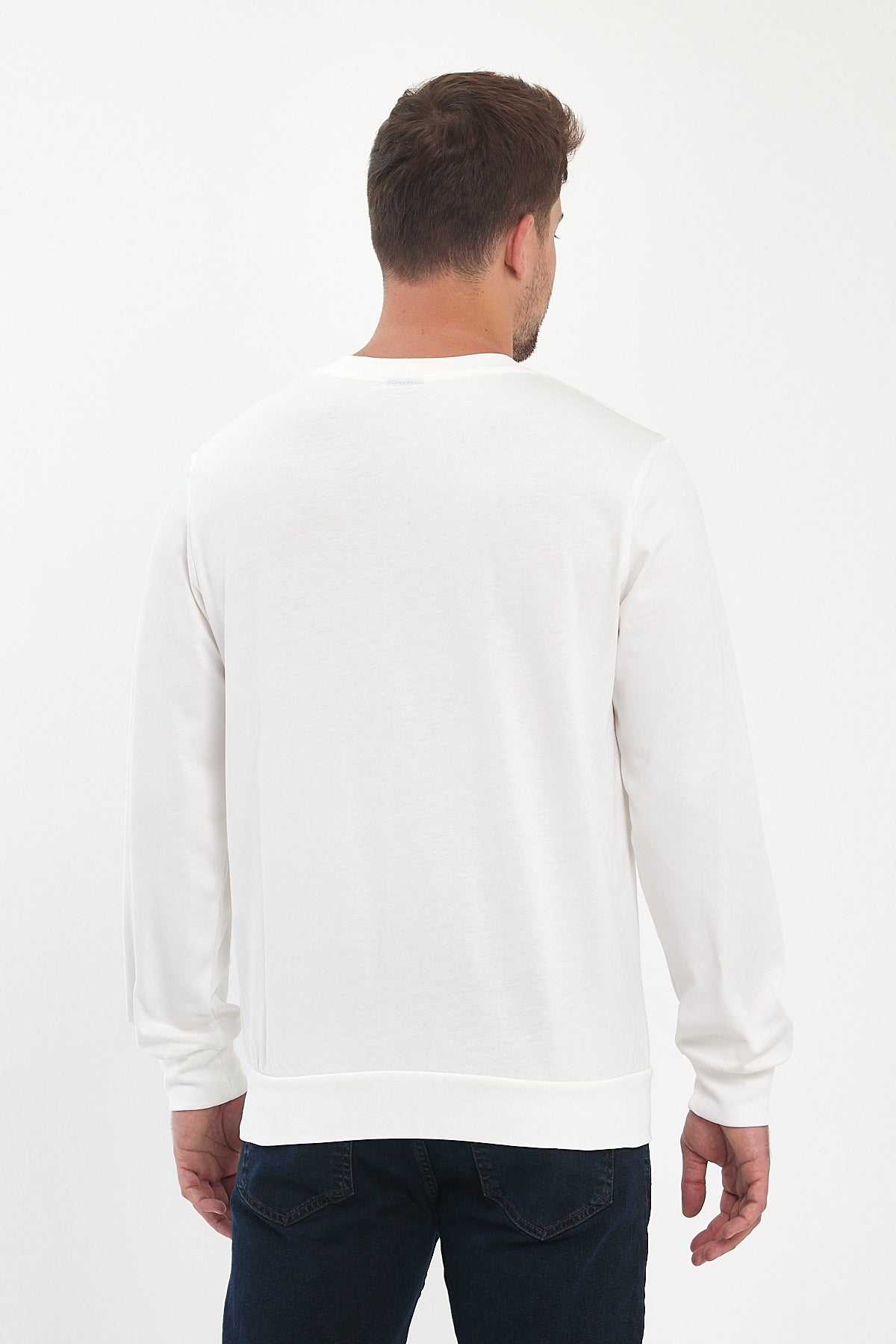Men's Crew Neck Long Sleeve Sweat T-shirt 002906