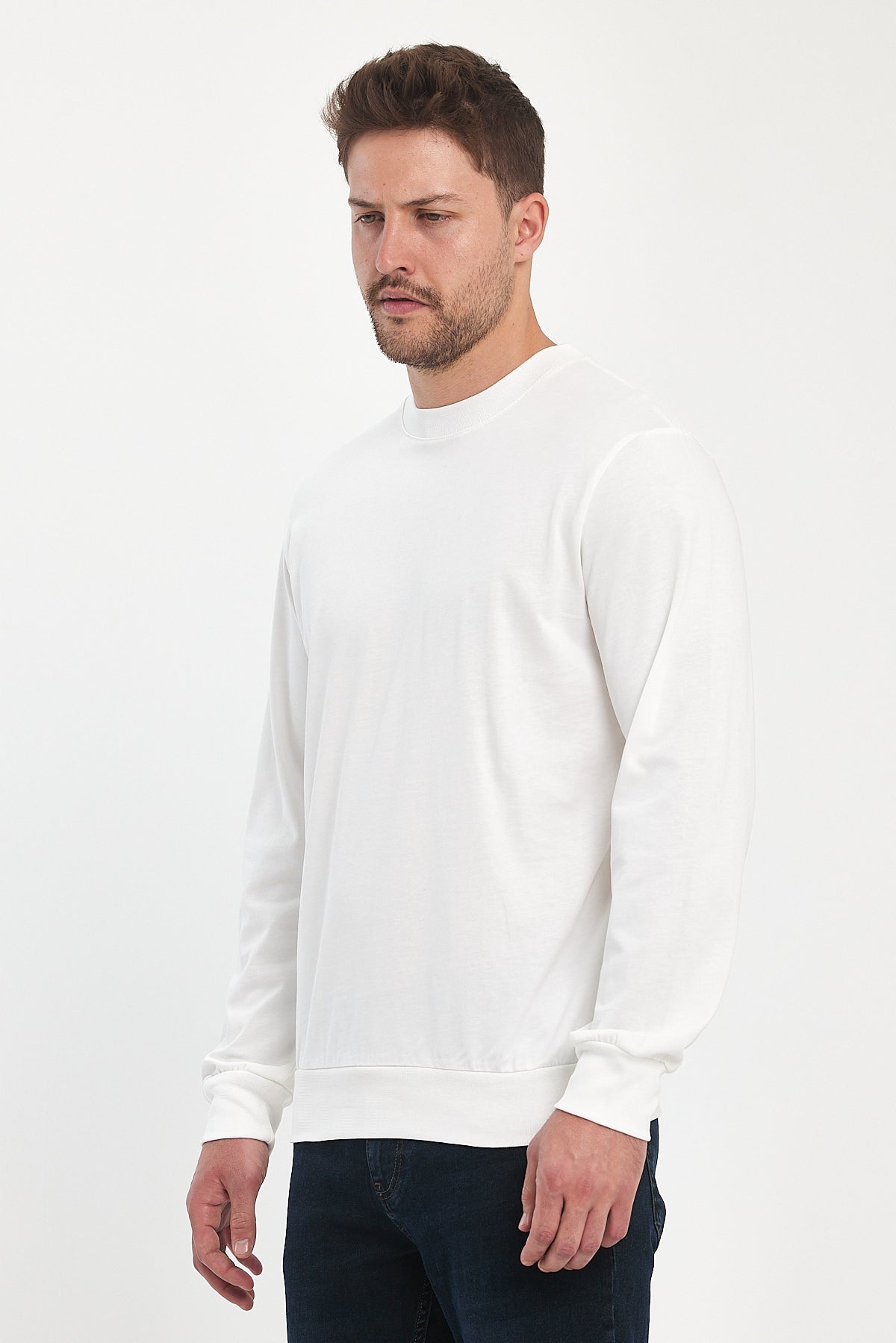 Men's Crew Neck Long Sleeve Sweat T-shirt 002906