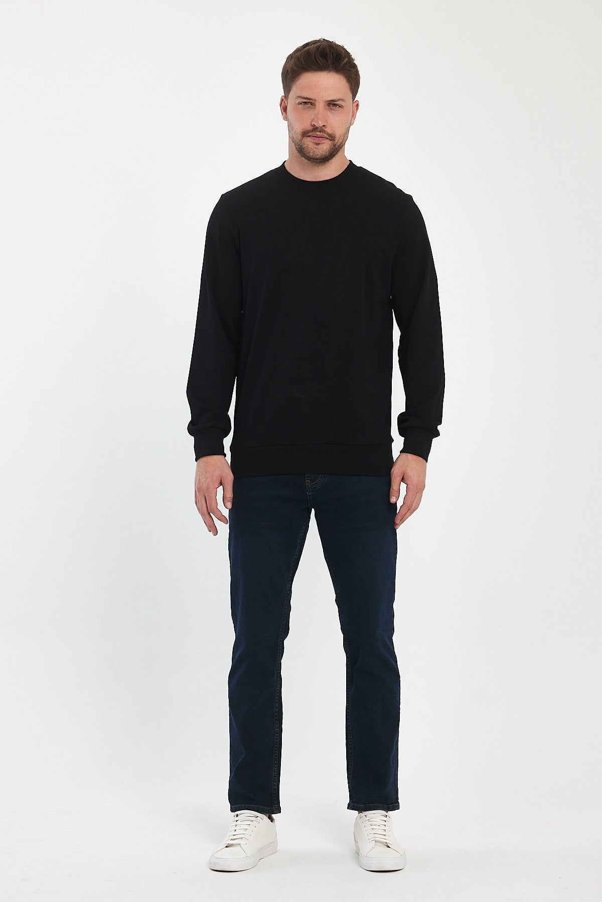 Men's Crew Neck Long Sleeve Sweat T-shirt 002906