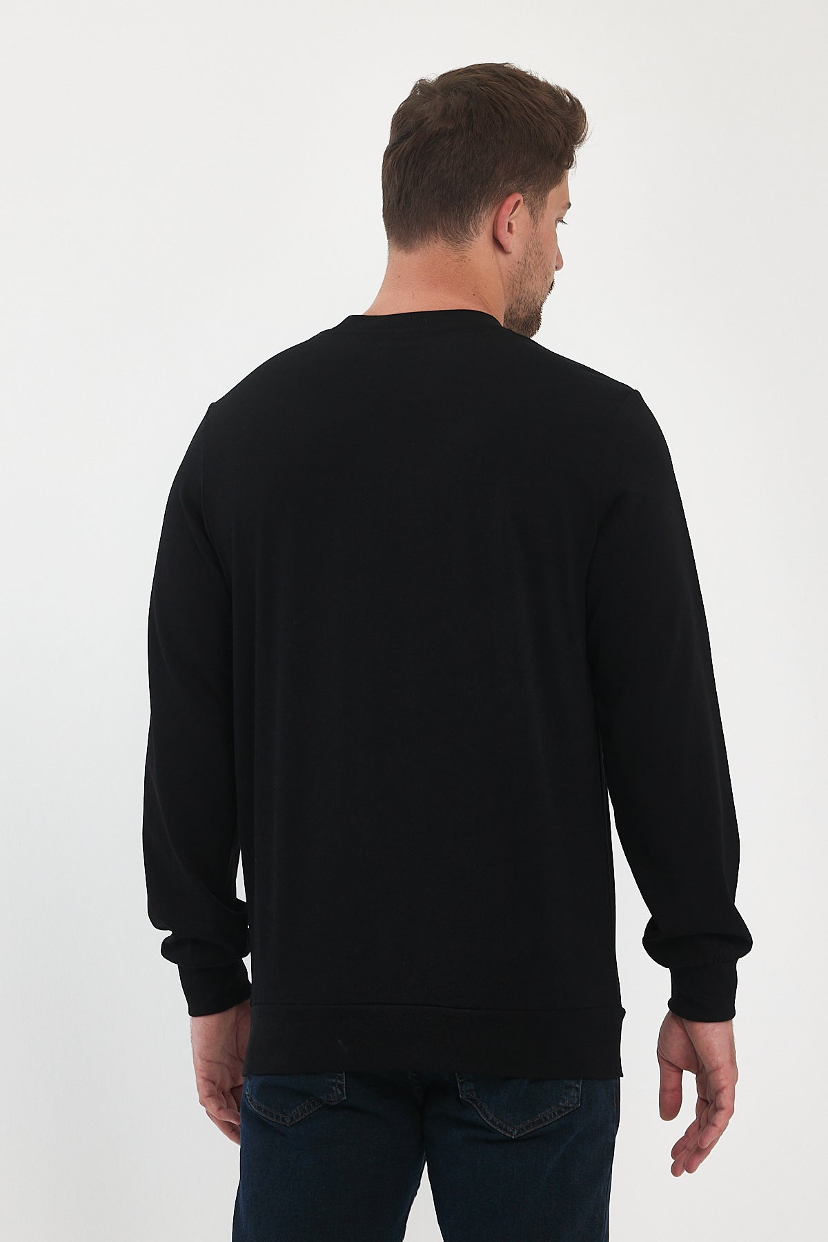 Men's Crew Neck Long Sleeve Sweat T-shirt 002906