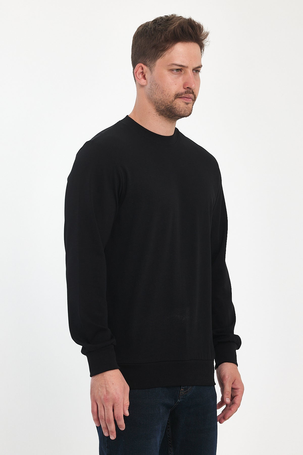 Men's Crew Neck Long Sleeve Sweat T-shirt 002906