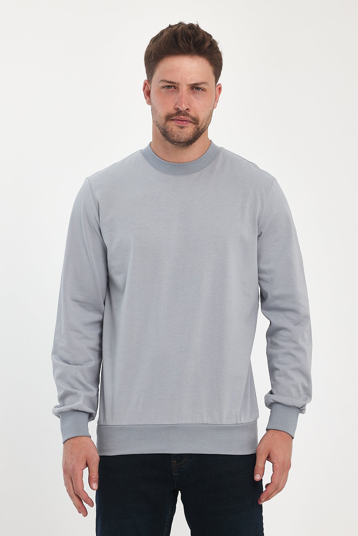 Men's Crew Neck Long Sleeve Sweat T-shirt 002906